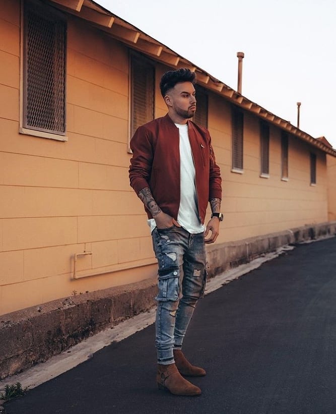 knee-ripped jeans outfit ideas 