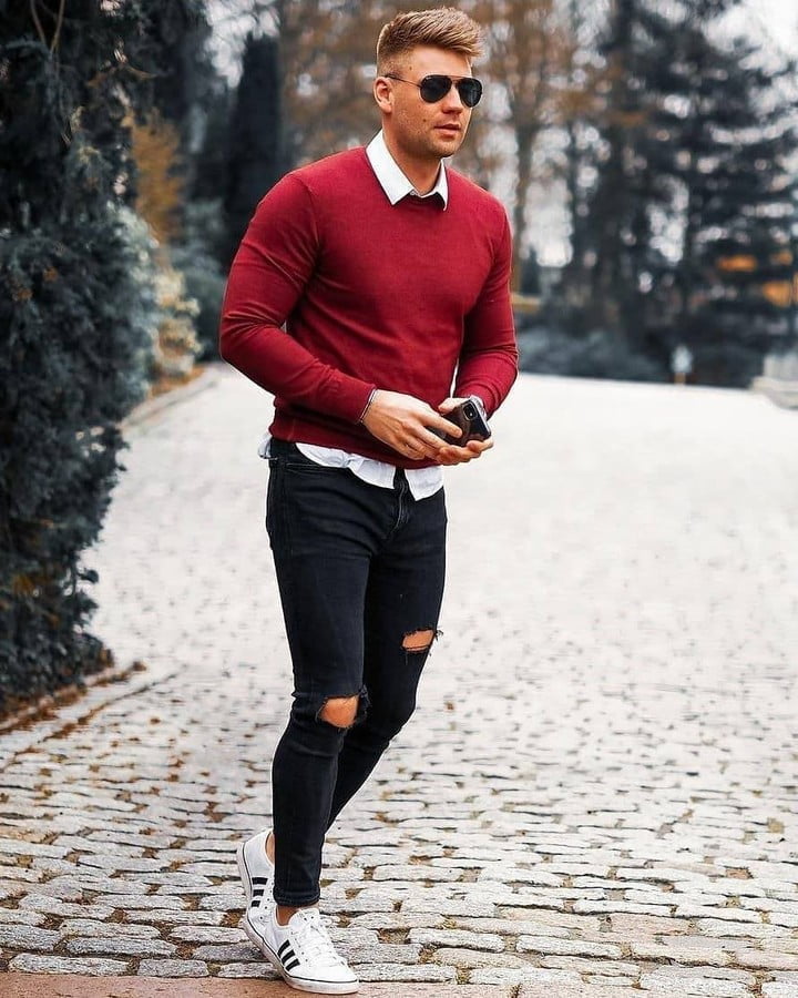 25 trendy knee-ripped jeans outfit ideas for guys to try this fall ...