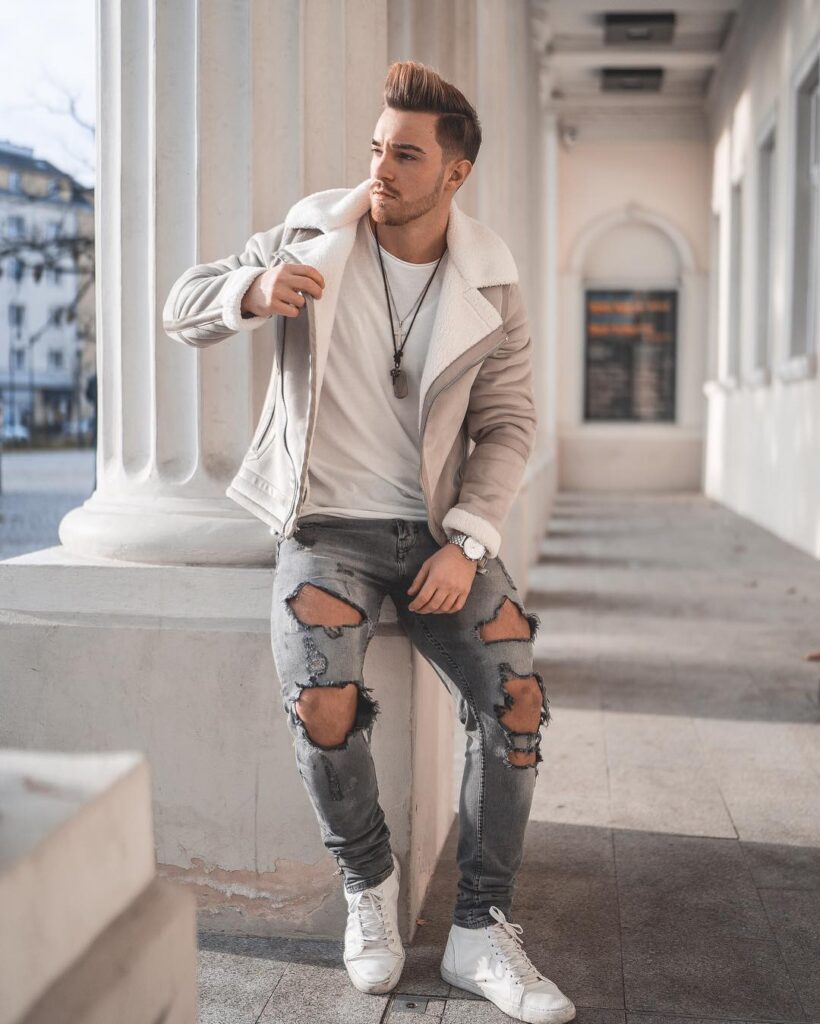 Super ripped or extreme ripped jeans outfit ideas for men