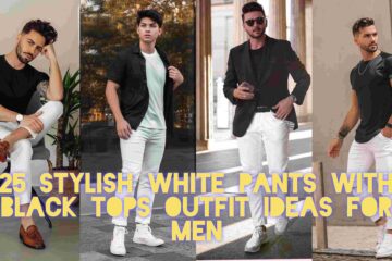 White pants with black tops outfits for men