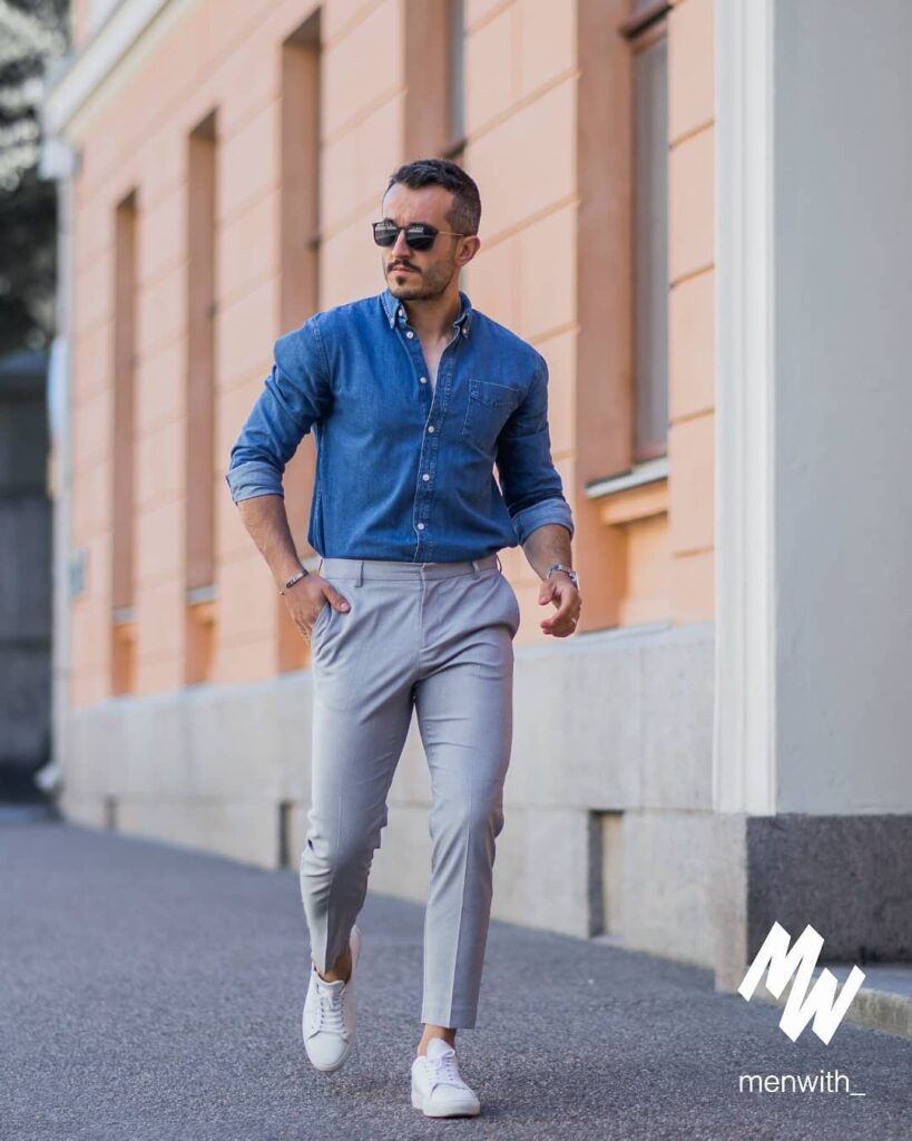 Denim shirt outfit ideas for men