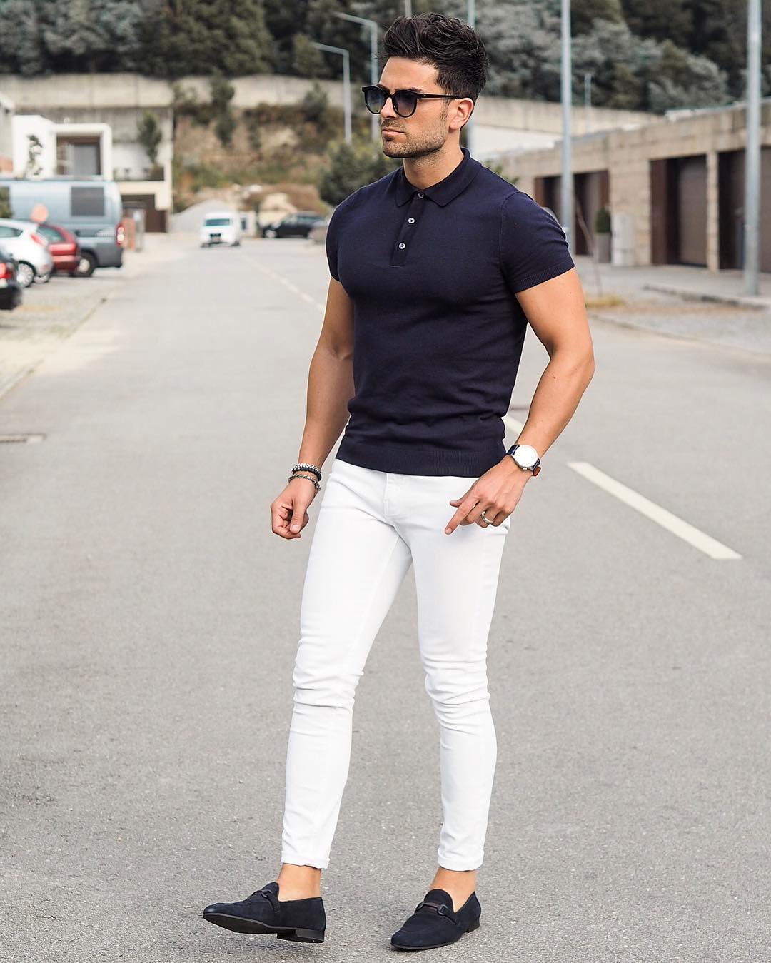 25+ stylish white pants with black tops outfit ideas for men ...