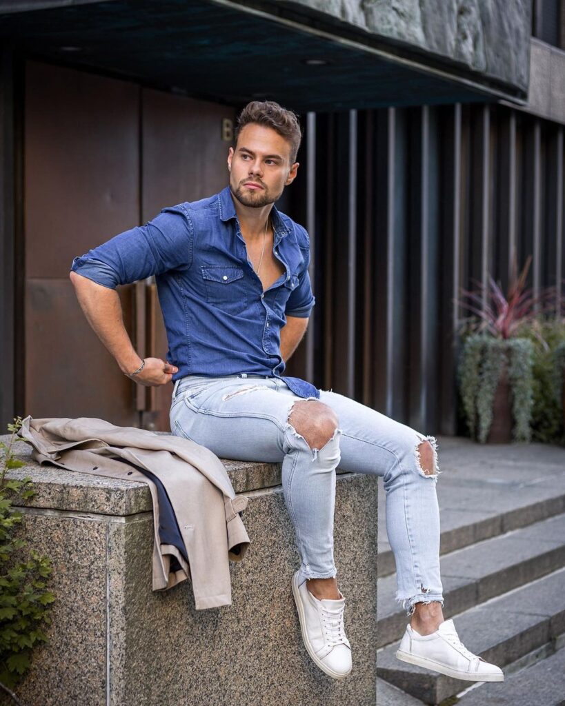 Denim shirt outfit ideas for men