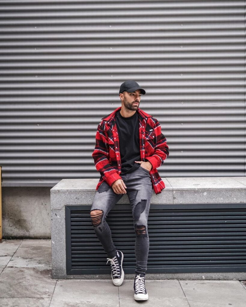 winter outfits with baseball caps for men