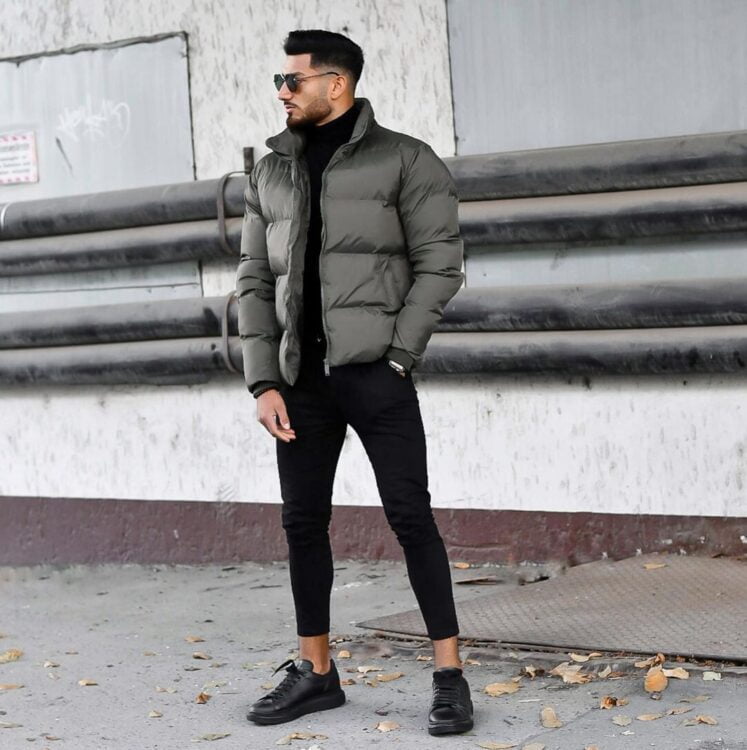 Stylish puffer jacket outfit ideas.