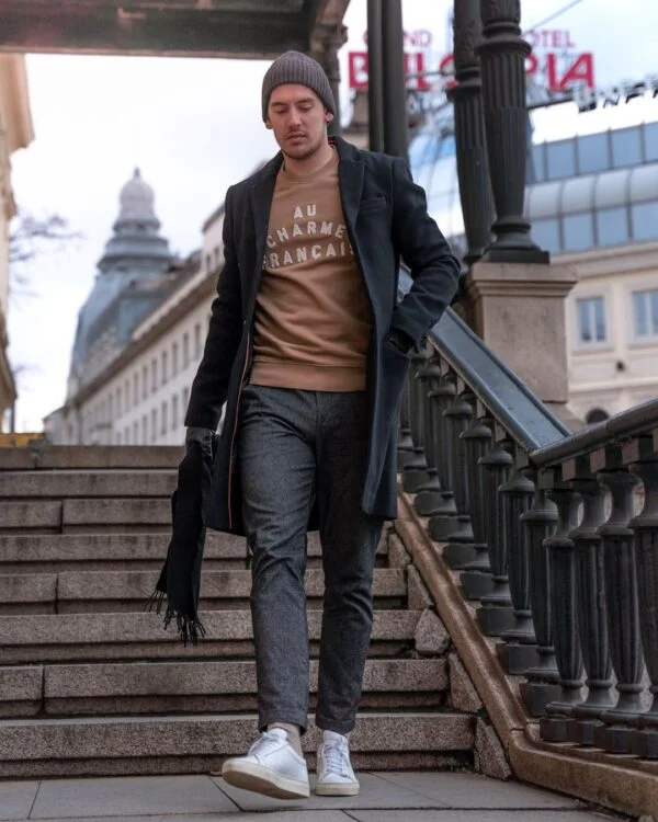 stylish black overcoat outfit ideas for guys.