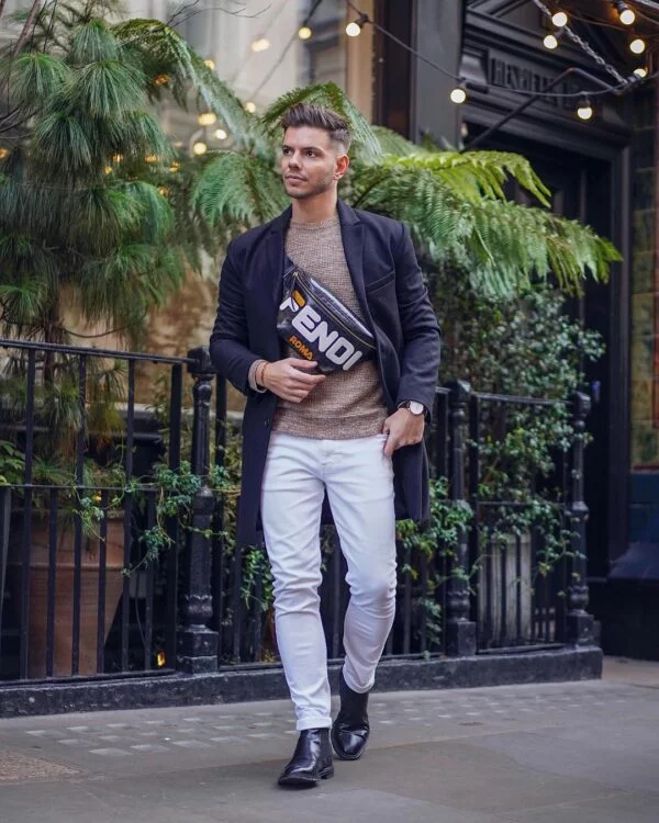 black overcoat outfit ideas for guys.