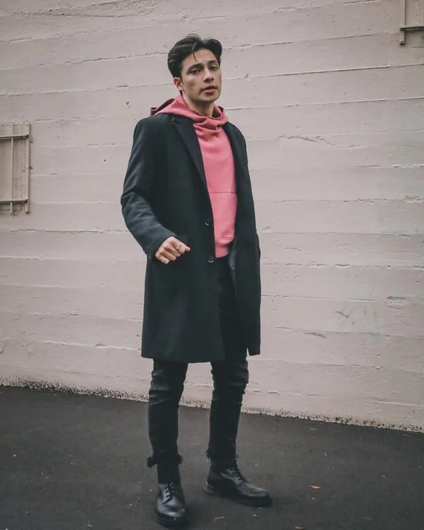 black overcoat outfit ideas for guys.