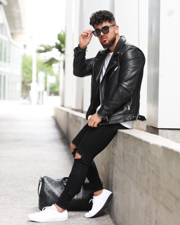 9 Accessories that elevate men's leather biker jacket outfits