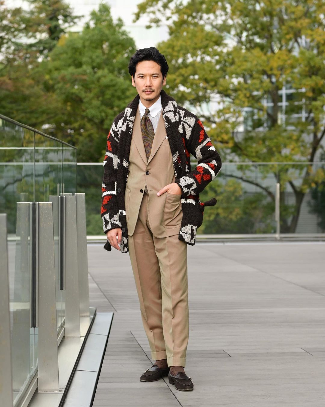 shawl collar cardigan mens outfit