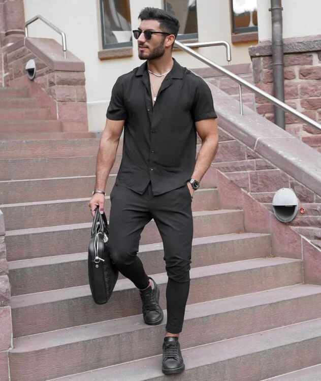 All black outlet summer outfits mens