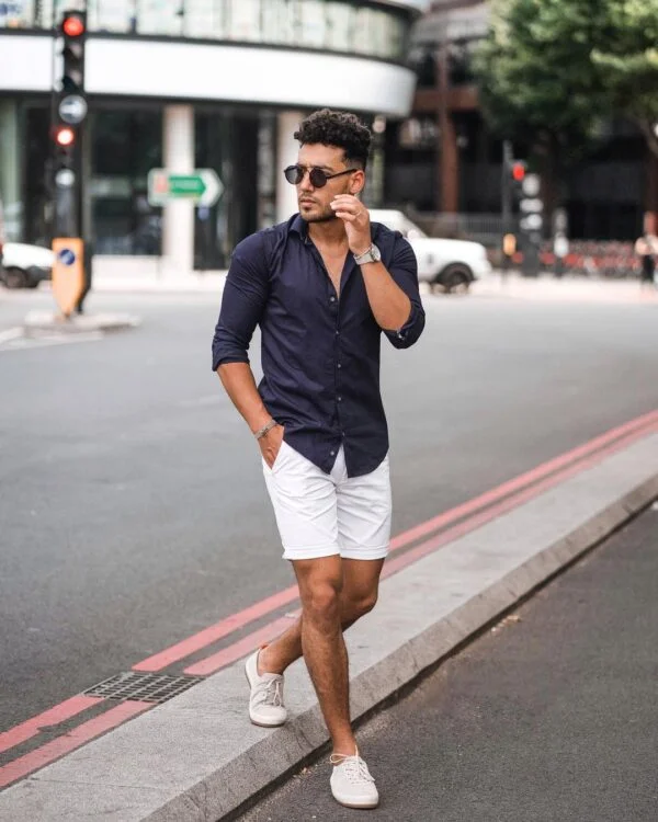 White shorts sale outfit mens