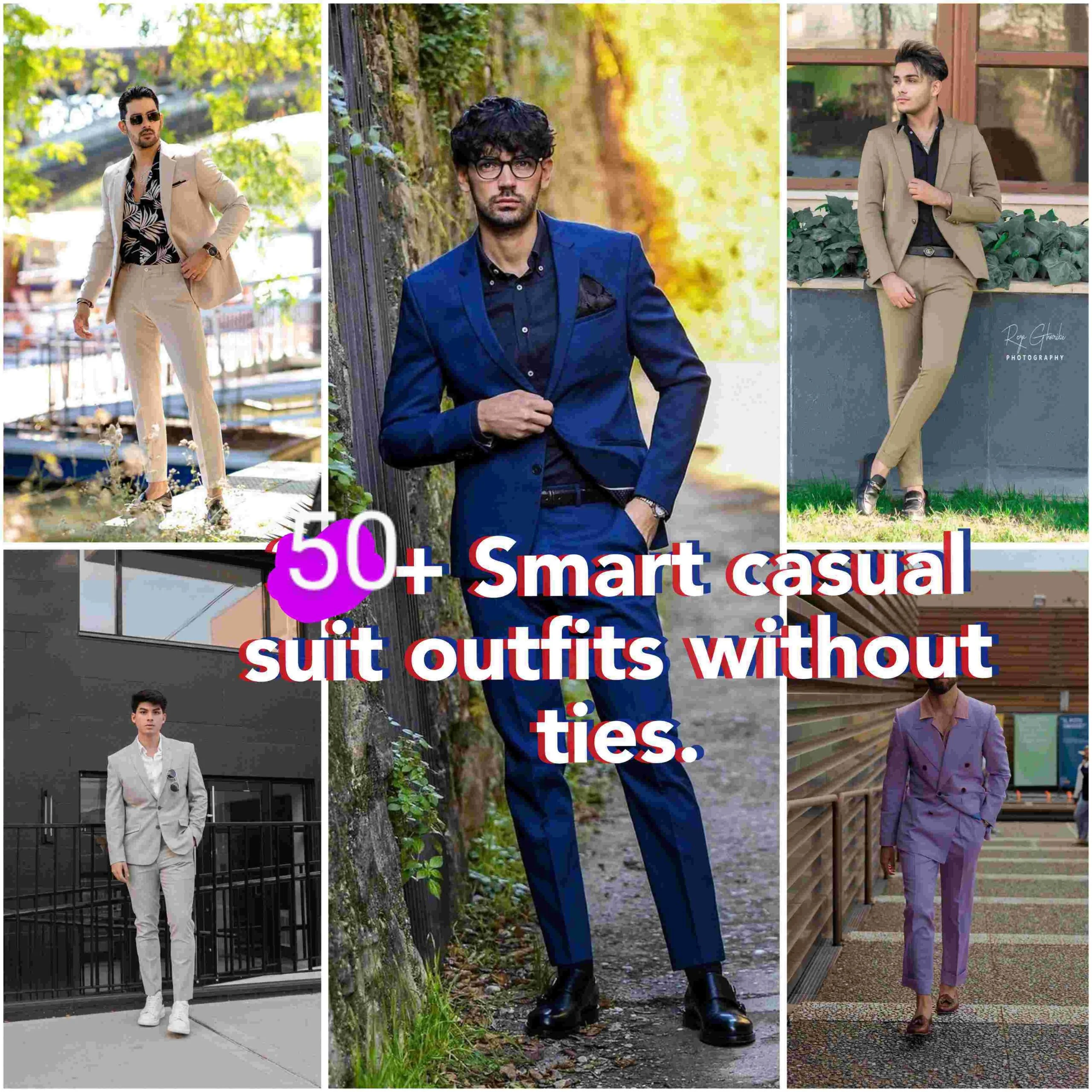 smart casual suit without ties outfits for guys