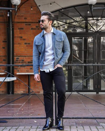 30 light blue denim jacket outfits for men. - vogueymen.com