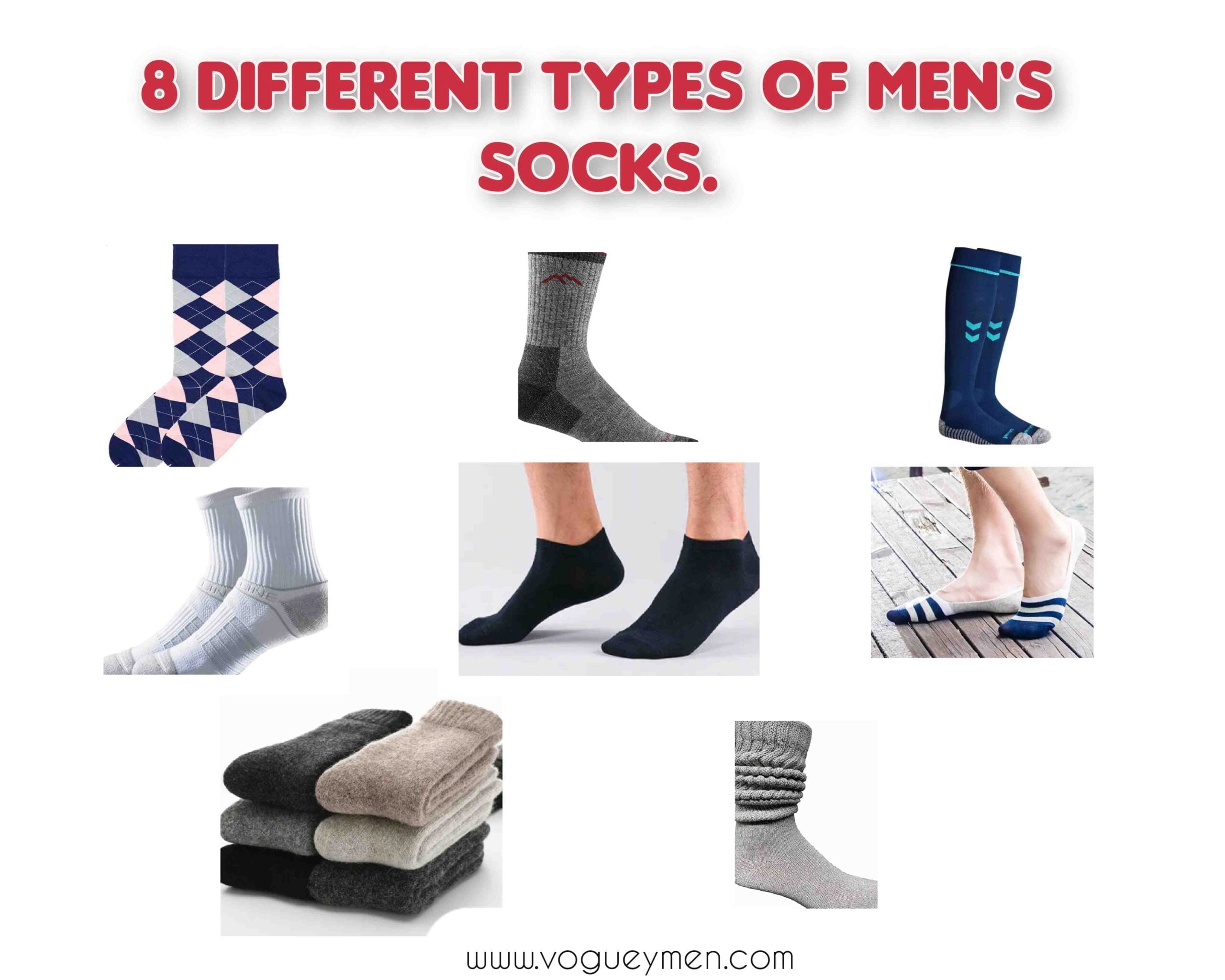 Types of men's socks.