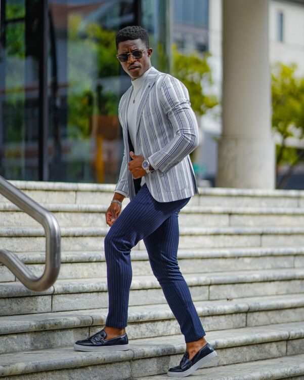 How to wear pinstripe pants with blazers?