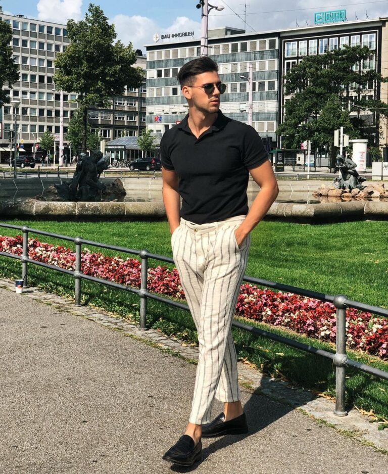 What to wear with striped pants? 40 pinstripe pants outfit ideas for