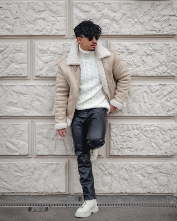 Leather pants in winter: 