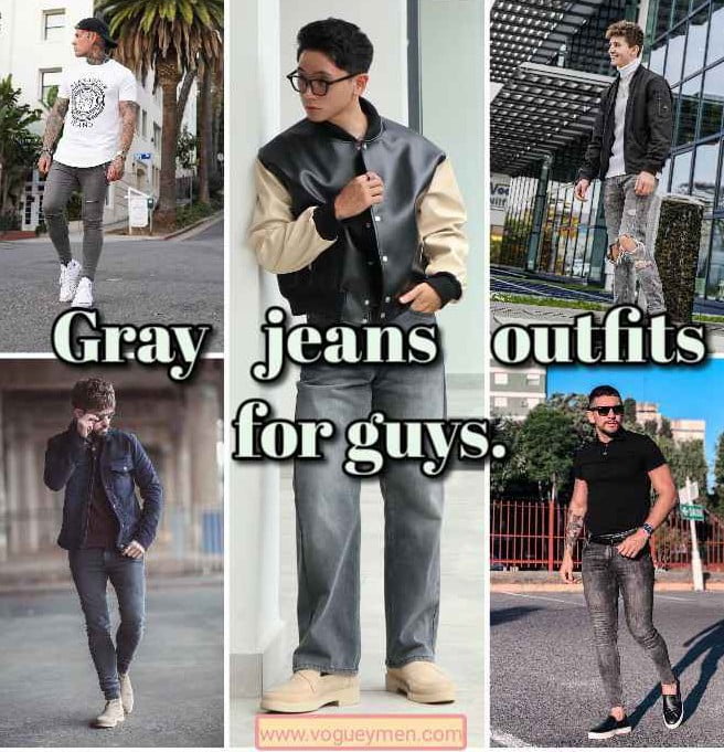 Gray jeans outfit ideas for guys.