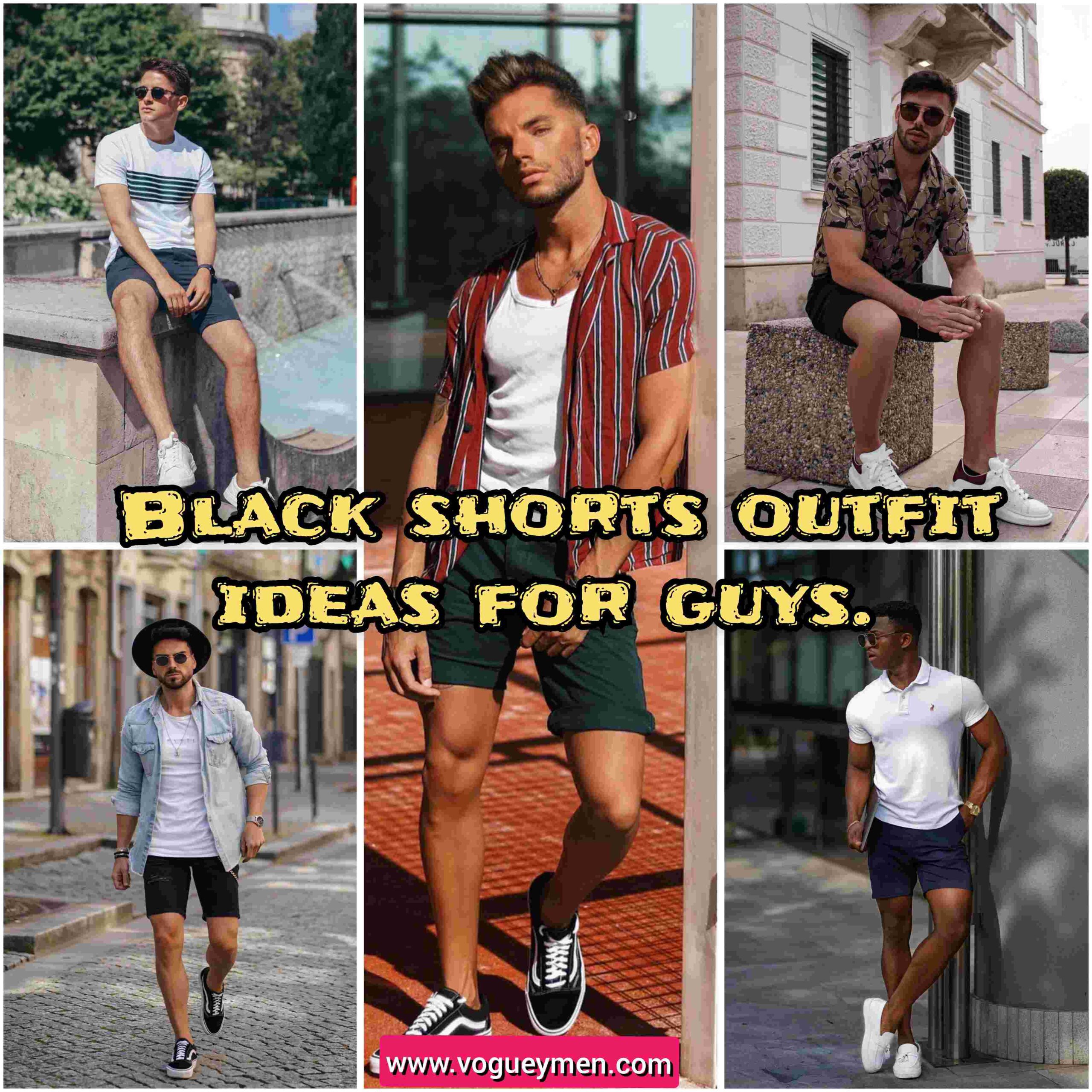 Mens black hot sale shorts outfit