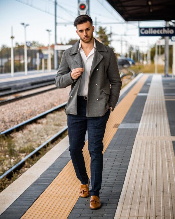 Smart casual peacoat outfits men's