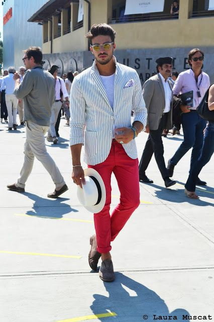 red pants outfits for men.